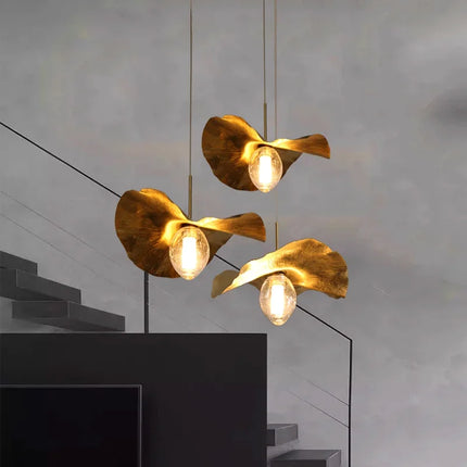 Lustre suspension nordique en cuivre forme feuille de lotus — LZ4Q7X9