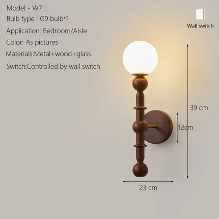 Applique murale en bois avec verre japonais anti lumière bleue — LZ4X9M2