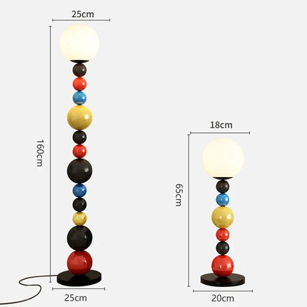 Lampadaire moderne avec perles colorées et abat-jour en verre — LZ4X9T