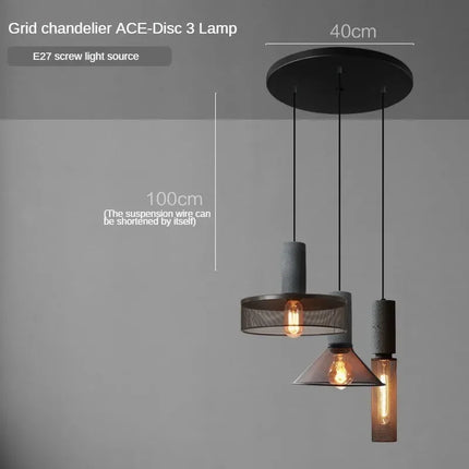 Suspension en ciment avec abat-jour en fer forgé style loft industriel — LZ4X9P2