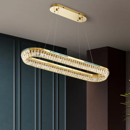 Lustre intérieur en cristal et cuivre à trois couches — LZ4X9P2