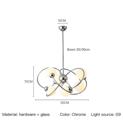 Lustre suspension nordique en chrome avec globes décoratifs — LZ4P9XQ