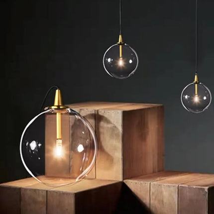 Lustre suspension en verre transparent style nordique pour intérieur — LZ4Q9T2