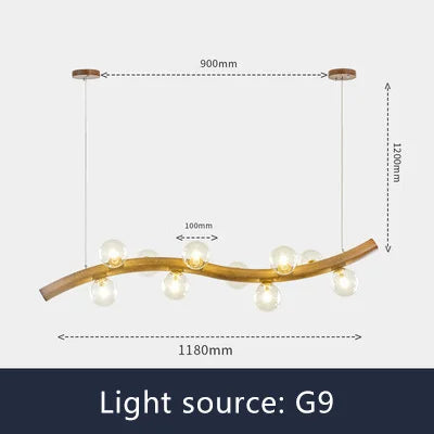Suspension en bois massif avec globe en verre simple — LZ4X9P