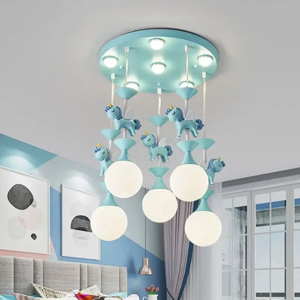 Lustre LED moderne carrousel style princesse pour enfants — LZ4XJ9