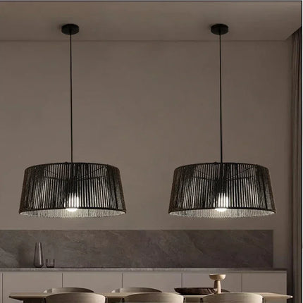 Lustre suspension nordique en corde tissée avec LED — LZ4X9B