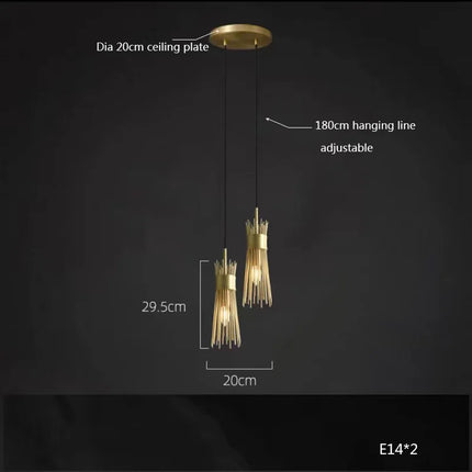Lustre suspendu LED créatif en cuivre plein pour décoration — LZ4X9P