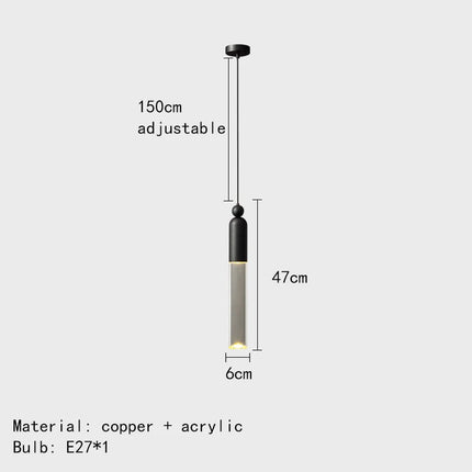 Lustre cylindrique LED en cuivre et acrylique transparent — LZ4T9QX