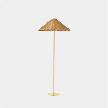 Lampadaire LED nordique en bambou et rotin tissé main — LZ4X9P2