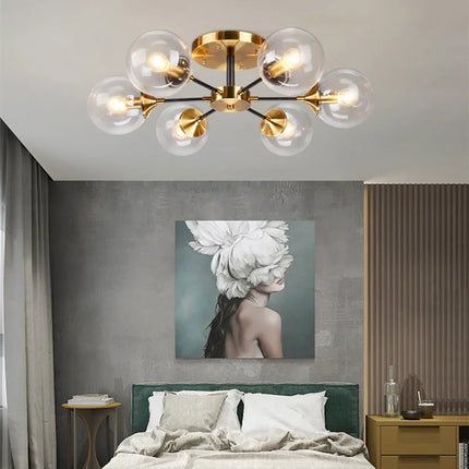 Lustre boule en verre transparent et gris fumé design LED — LZ4X9T1