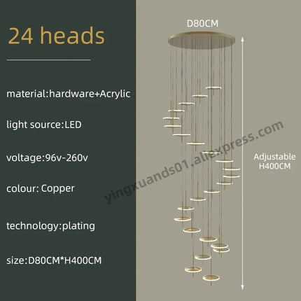 Lustre suspension LED créatif en acrylique doré style nordique — LZ4X9M