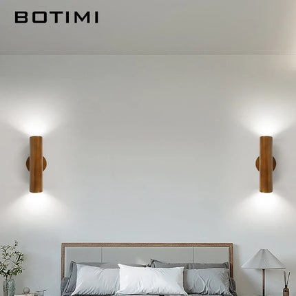 Applique murale nordique en bâton de bois brillant orientable vers le bas — LZ4X9JQ