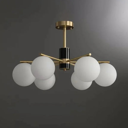 Suspension luxe en cuivre doré avec globes en verre blanc — LZ4X9P2