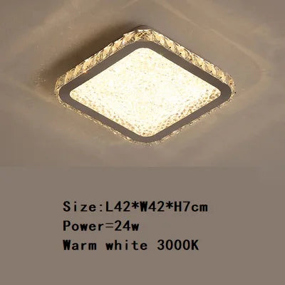 Plafonnier LED rond en cristal K9 au design nordique chaleureux — LZ4X9T
