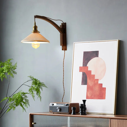 Applique murale pliante en céramique style vintage japonais noyer — LZ4J9Q2M