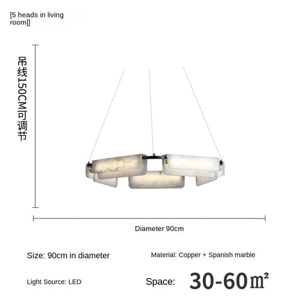 Lustre en marbre naturel espagnol et cuivre pour décoration moderne — LZ4X9T