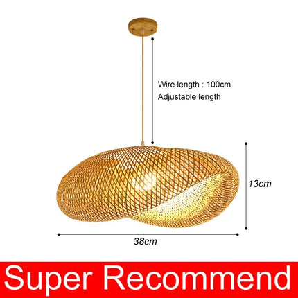 Lustre en bambou japonais à rotin tissé style chinois — LZ4X9P2
