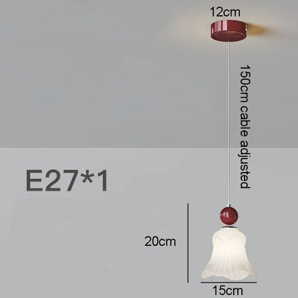 Suspension en verre à fleurs blanches givrées avec cordon pour protection des yeux — LZ4X9M