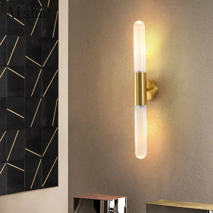 Applique murale décorative en verre doré lumineux design moderne — LZ4X9T2