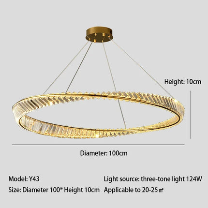 Lustre LED moderne en cristal avec anneau décoratif en acier — LZ4P7X