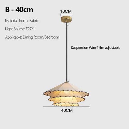 Lustre suspension en tissu style nordique chapeau de paille décoratif — LZ4N7Q2