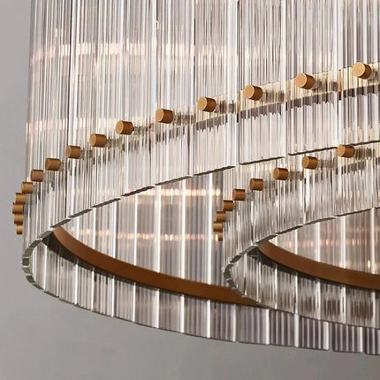 Lustre suspension LED double anneau en cristal doré — LZ4X9P2