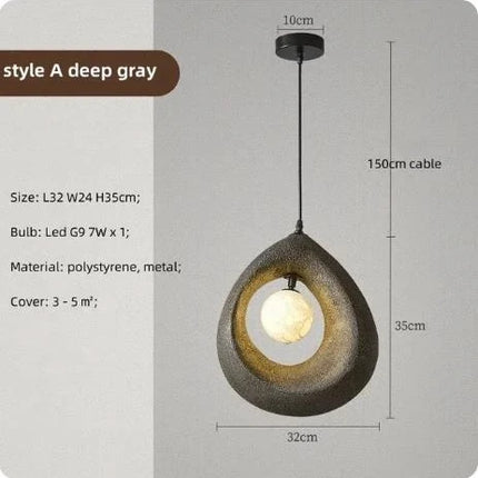Lustre LED japonais créatif pour décoration intérieure artistique — LZ4X9Q7