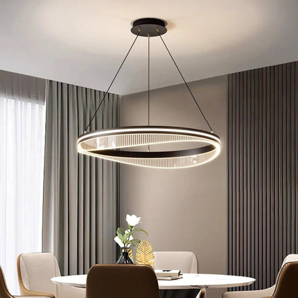 Lustre rond noir LED pour éclairage intérieur salon — LZ4X9T2