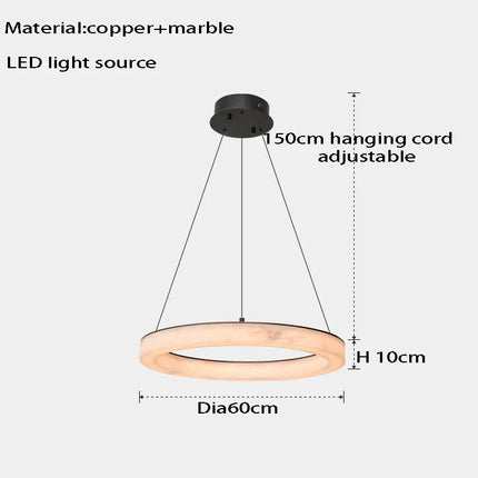 Lustre LED rond en marbre véritable — LZ7QX2