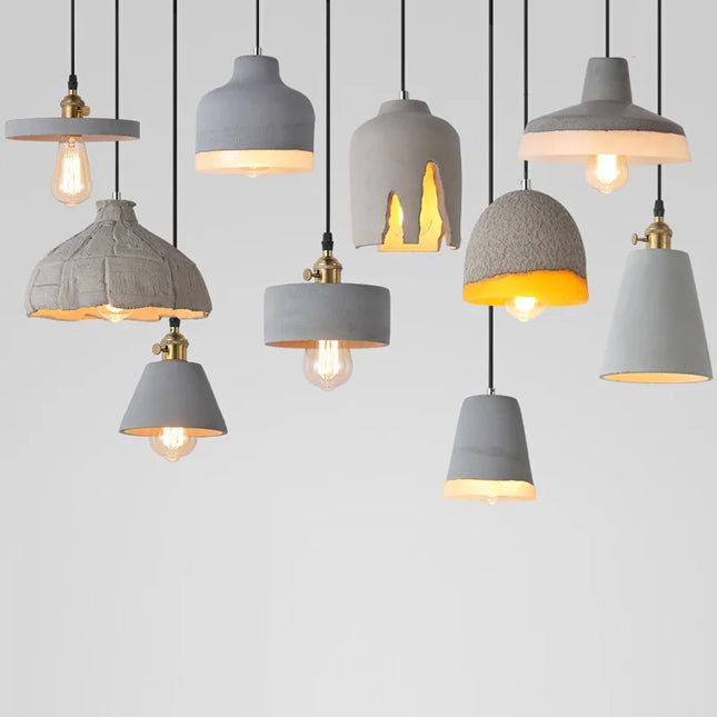 Suspension industrielle avec abat-jour en ciment et béton — LZ4X9T