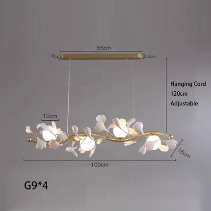 Lustre suspension LED en verre motif feuille de ginkgo moderne — LZ4X7Q9