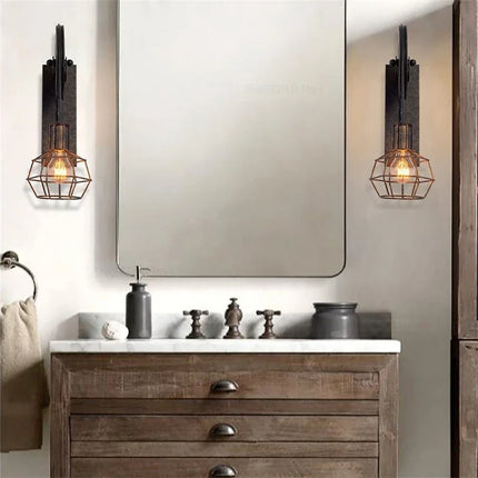 Applique murale rétro en fer forgé avec poulie décorative d’intérieur — LZ4G7XQ