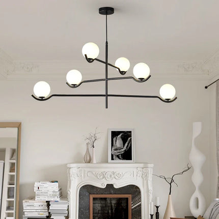 Lustre en verre blanc au design moderne pour intérieur élégant — LZ4X9T
