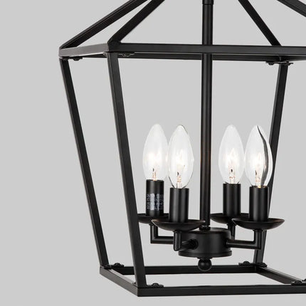 Lustre suspension rétro minimaliste noir pour cuisine et chambre — LZ4X9M