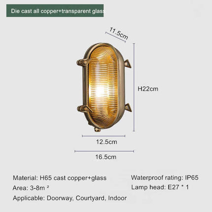Applique murale extérieure en laiton style industriel étanche — LZ3X9B