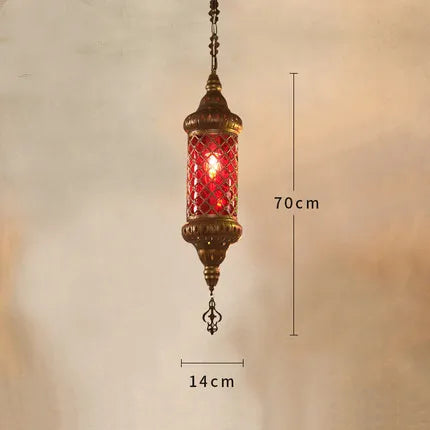 Lustre industriel rétro en fer avec verre coloré pour établissements asiatiques — LZ7XQ2