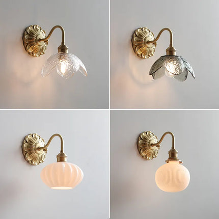 Applique murale LED en verre gris fumé et cuivre moderne — LZ4X9T2