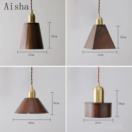 Suspension japonaise rétro en noyer pour décoration intérieure — LZ4P9X