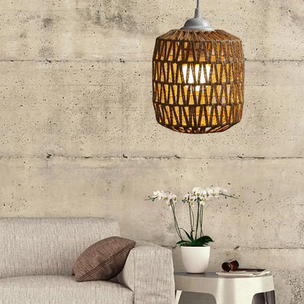 Suspension en abat-jour tissé en rotin naturel — LZ4X9P