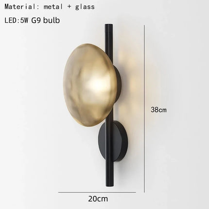 Applique murale nordique en verre transparent et métal doré — LZ4X9T