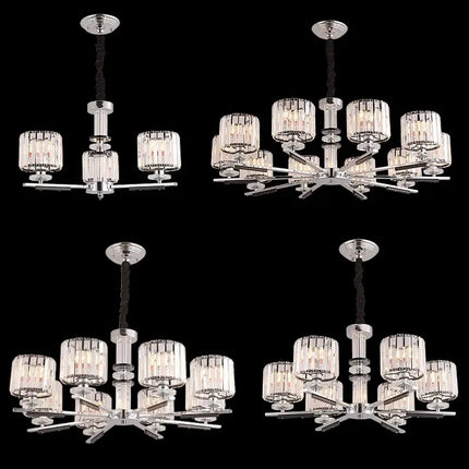 Lustre nordique en cristal avec métal chromé et verre transparent — LZ4X9M
