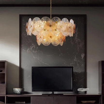 Lustre en verre moderne avec éclairage LED élégant — LZ4D7Q9