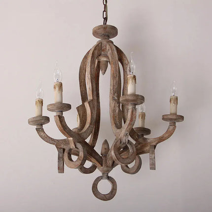 Lustre en bois massif style américain pour divers espaces — LZ4D9Q2