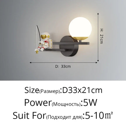 Applique murale LED astronaute lune et planète style nordique 2022 — LZ4X7J9