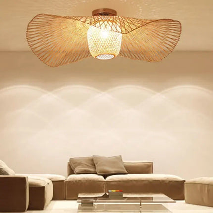 Lustre suspension en bambou tissé style japonais pour décoration moderne — LZ4X9Q