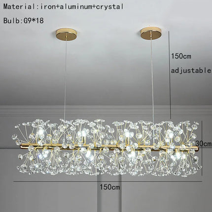 Lustre rond LED en cristal motif pissenlit lumineux — LZ4X9T1
