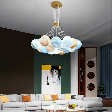 Lustre LED nordique forme planètes en boule de verre lunaire — LZ4X9T2