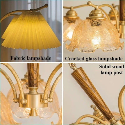 Lustre suspension nordique avec abat-jour en tissu plissé — LZ4X9T