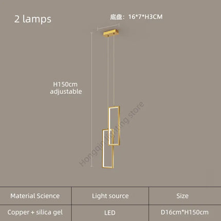 lustre moderne en cuivre avec éclairage LED design élégant