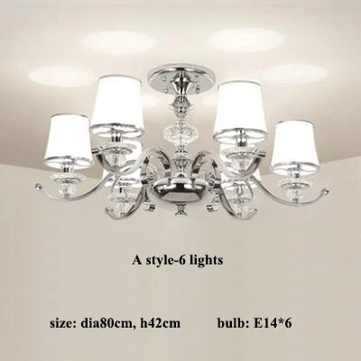 Lustre moderne chromé avec abat-jours blancs — LZ4XJ9